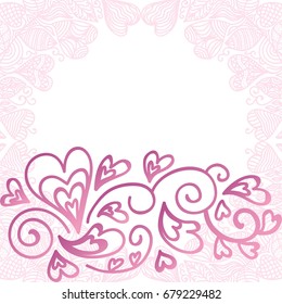 Beautiful romantic background of hearts. Vector illustration.