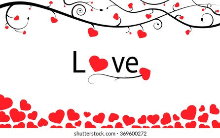 Beautiful romantic background for love with hearts and twirl