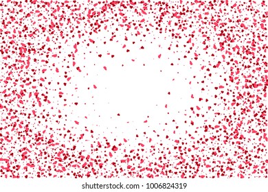 Beautiful romantic background of many red hearts on a white background. Valentines day design, greeting and wedding cards, web site. Vector eps 10.