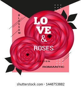 Beautiful romantic background with roses. Modern vector illustration.