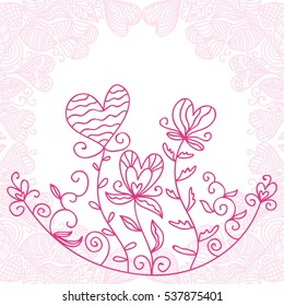 Beautiful romantic background. Valentines day card. Vector illustration.