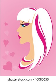 Beautiful romantic blonde on a pink background
