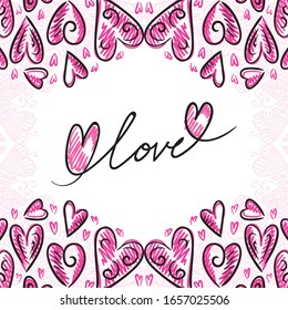 Beautiful romantic card. Sketch. Vector illustration