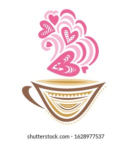 Beautiful romantic coffee cup. Vector illustration