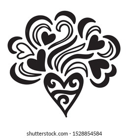 Beautiful romantic decorative element of hearts. Vector illustration