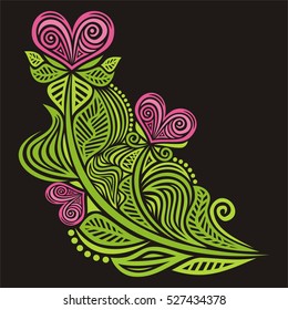 Beautiful romantic decorative element with hearts. Vector illustration.