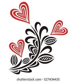 Beautiful romantic decorative element with hearts. Vector illustration.