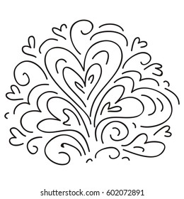 Beautiful romantic decorative element of hearts. Vector illustration.