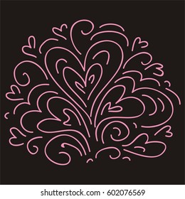 Beautiful romantic decorative element of hearts. Vector illustration.