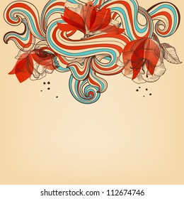 Hermosa ilustración portadora de fondo floral