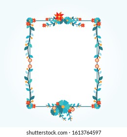 Beautiful and romantic floral frame for party invitation without text. 