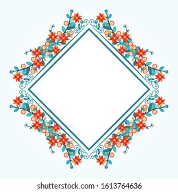 Beautiful and romantic floral frame for party invitation without text. 