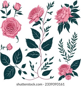 Schöne romantische Blumensammlung, Generative AI