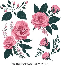 Hermosa colección romántica de flores, IA generativa