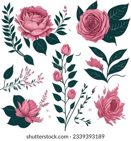 Hermosa colección romántica de flores, IA generativa