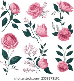 Beautiful romantic flower collection, Generative AI