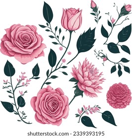 Beautiful romantic flower collection, Generative AI
