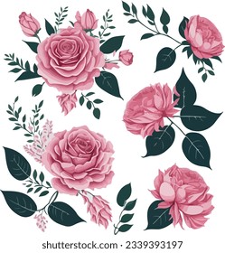 Hermosa colección romántica de flores, IA generativa