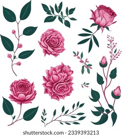 Beautiful romantic flower collection, Generative AI