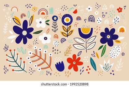 Beautiful romantic flower collection with roses, leaves, floral bouquets, flower compositions. Notebook cover
