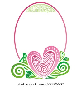 Beautiful romantic frame with heart frame. Vector illustration.