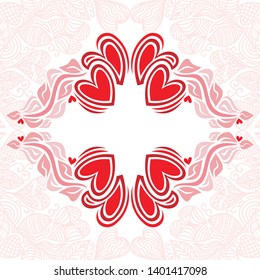 Beautiful romantic frame with hearts. Vector illustration