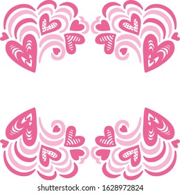 Beautiful romantic frame of hearts. Vector illustration