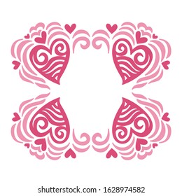 Beautiful romantic frame of hearts. Vector illustration