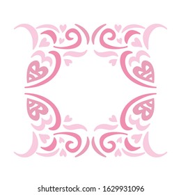 Beautiful romantic frame of hearts. Vector illustration