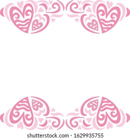 Beautiful romantic frame of hearts. Vector illustration
