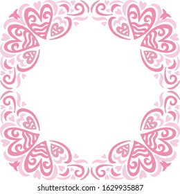 Beautiful romantic frame of hearts. Vector illustration