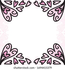 Beautiful romantic frame of hearts. Vector illustration