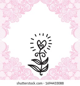 Beautiful romantic frame of hearts. Vector illustration