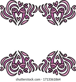 Beautiful romantic frame of hearts. Vector illustration