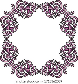 Beautiful romantic frame of hearts. Vector illustration