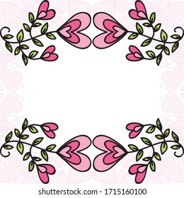 Beautiful romantic frame of hearts. Vector illustration