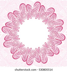 Beautiful romantic frame of hearts frame. Vector illustration.
