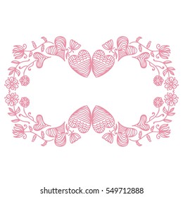 Beautiful romantic frame of hearts. Vector illustration.