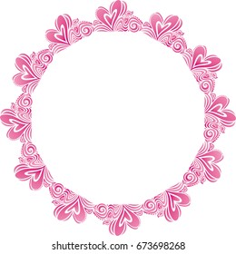 Beautiful romantic frame of hearts. Vector illustration.