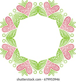 Beautiful romantic frame with hearts. Vector illustration.