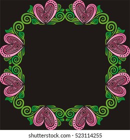 Beautiful romantic frame. Vector illustration.
