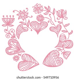 Beautiful romantic frame. Vector illustration.