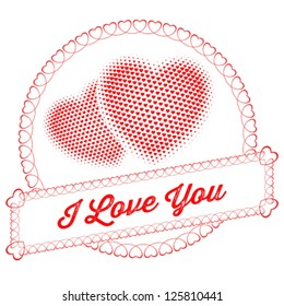 Beautiful romantic frame within tiny hearts with label "I Love you". High detailed vector. Ideal for Valentine's Day.