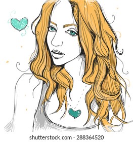 Beautiful romantic girl. Red-haired beauty.