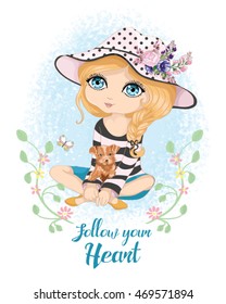 Beautiful romantic girl vector graphic