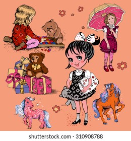Beautiful romantic girl/cute girl/T-shirt Graphics/illustration princess girl/Vector Cute beautiful fashionable girl/design for children's books/happy and romantic girl graphic design/girl vector