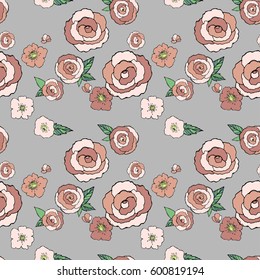 beautiful romantic hand drawn seamless pattern - vector illustration