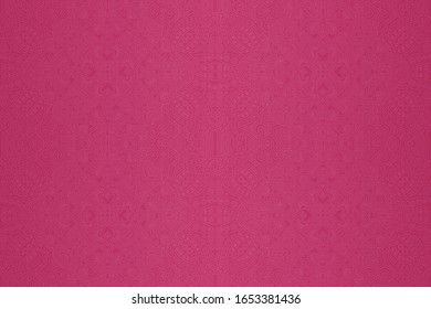 Beautiful romantic illustration with abstract linear seamless pattern on the pink background