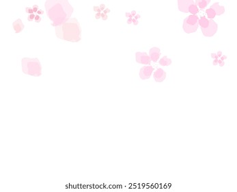 beautiful romantic illustration of pink sakura flowers with falling petals.  Heart Fly Card. Tree Mother Poster. 