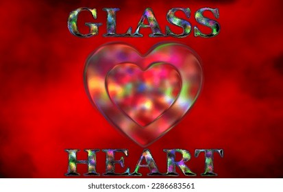 Beautiful romantic multi-colored glass heart on blurred mist